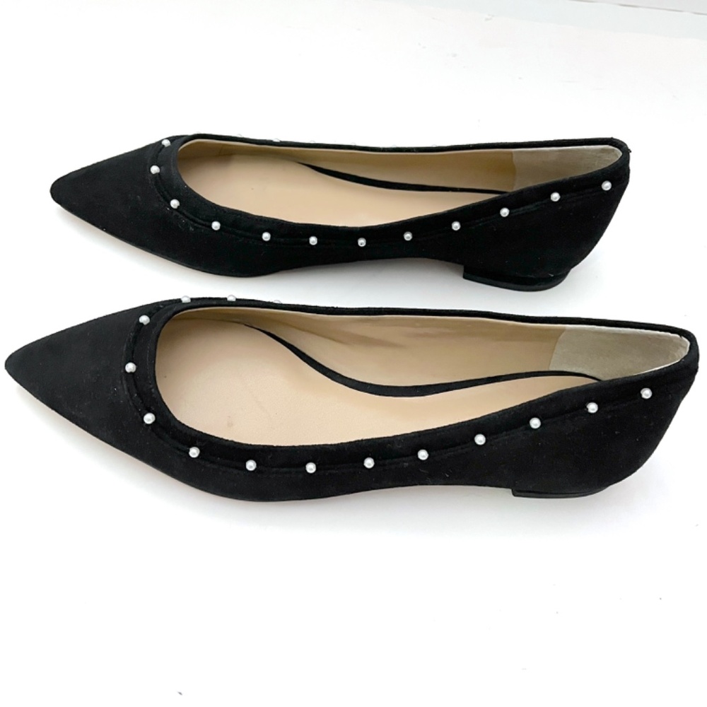 Ann Taylor Flats Black Suede with Pearl Trim - Picture 3 of 9